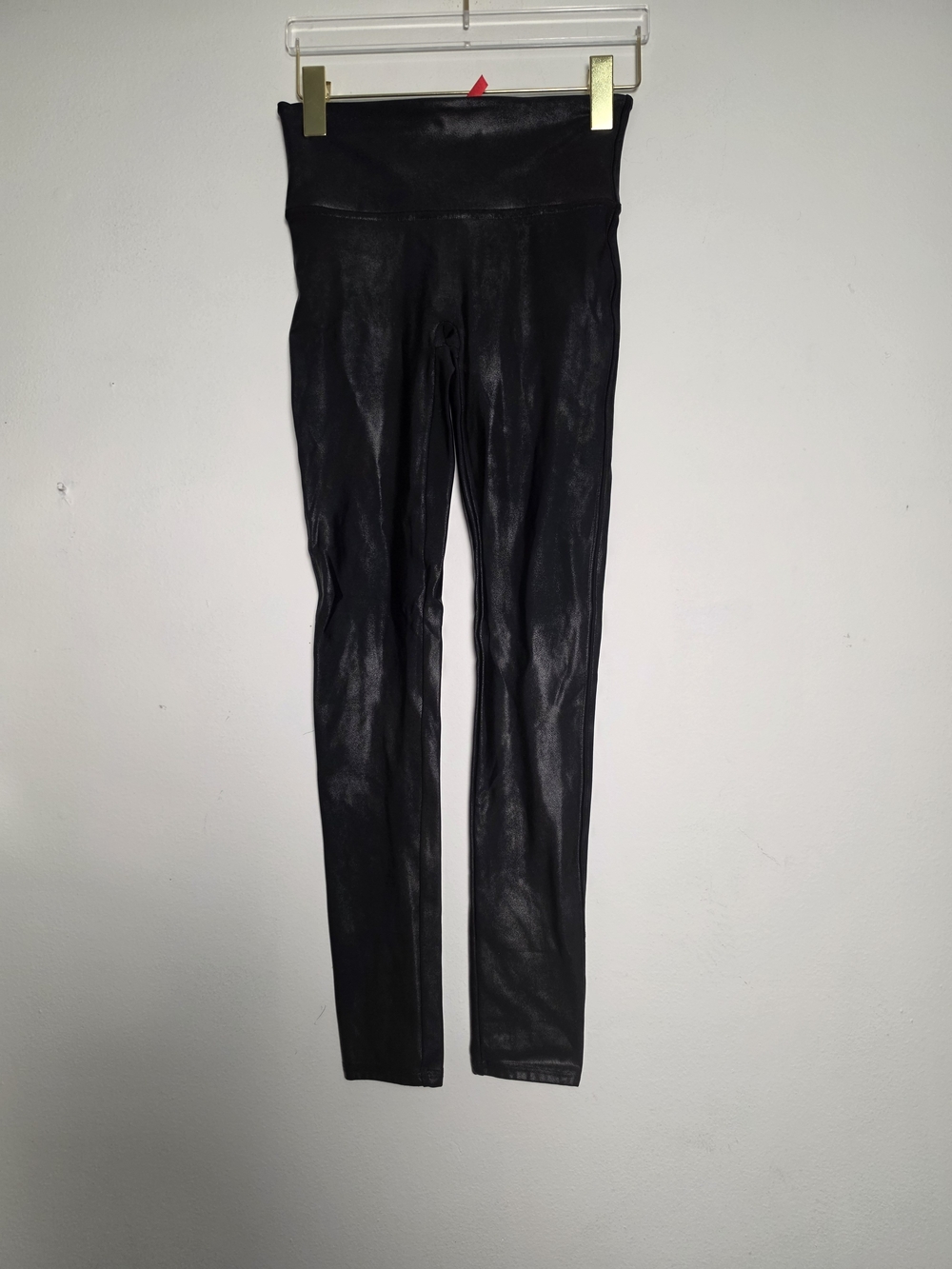 SPANX Black Faux Leather High-Rise Leggings Size Small Petite